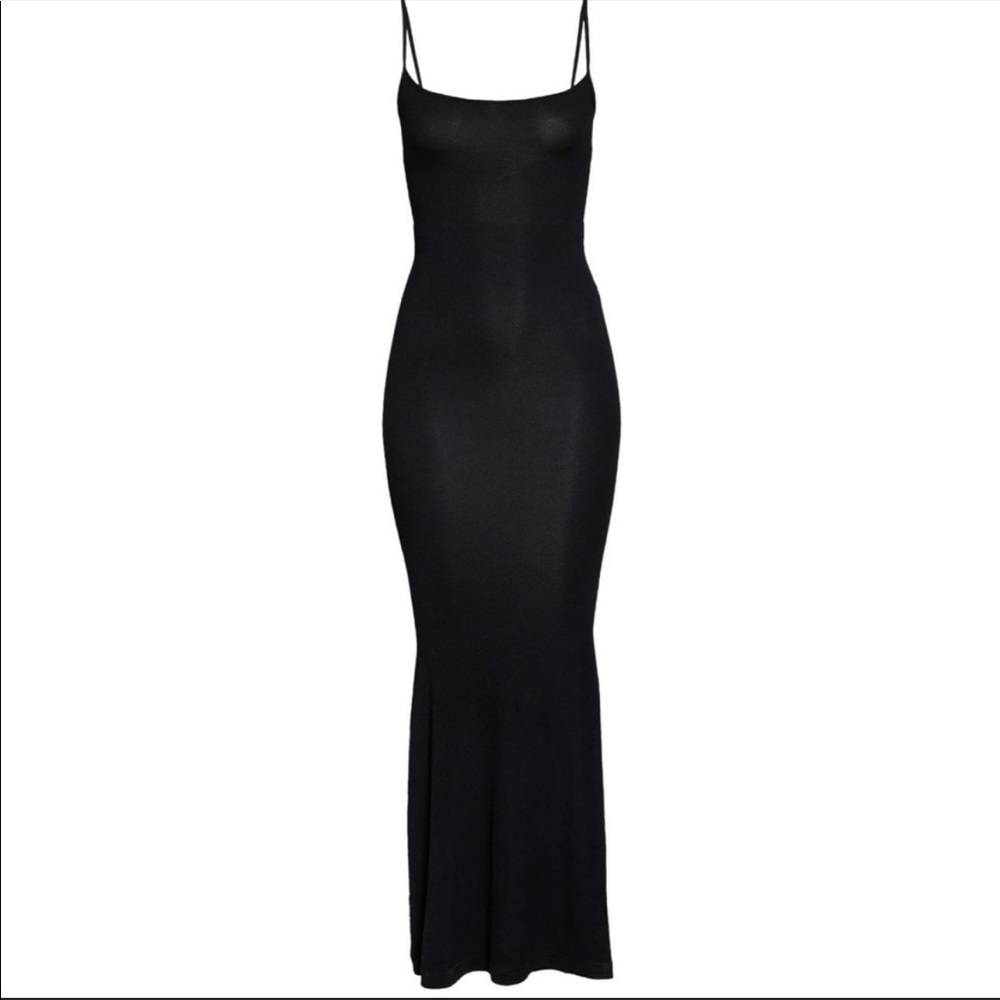 NWOT SKIMS Black Ribbed Long Slip Dress In Black Size XL - Picture 6 of 15